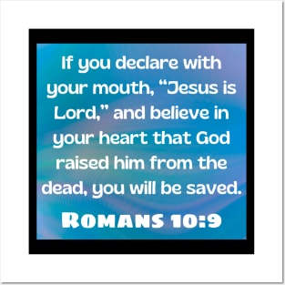 Bible Verse Romans 10:9 Posters and Art